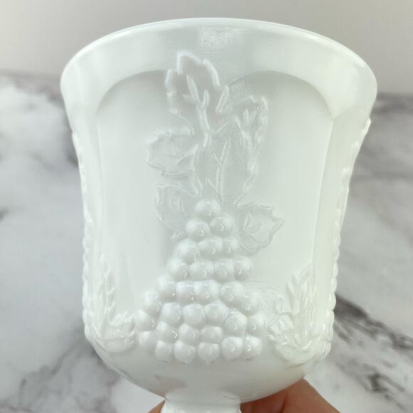 Indiana Glass Colony Harvest Milk Glass Footed Water/Wine Goblets Glasses 5 pcs - Picture 5 of 10